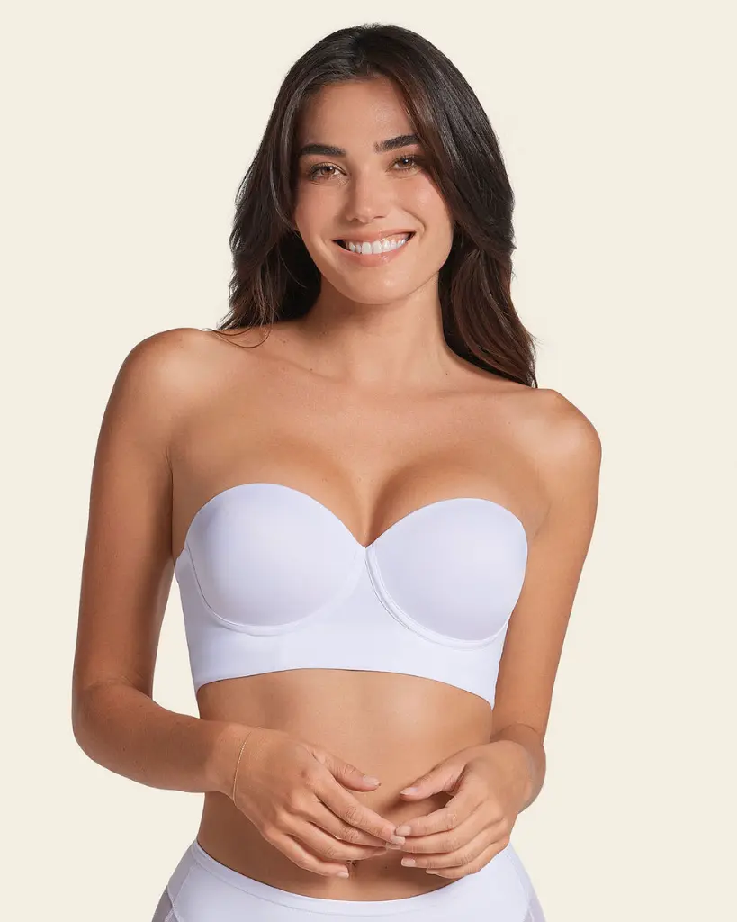 [011911-34BBLA] 011911 Sujetador sin tirantes bustier 360° de perfección (34B, Blanco)