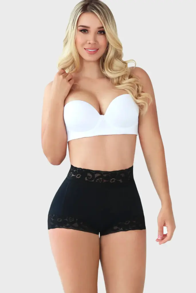 [3020-S-NEGRO] 3020 Panty Short Power Control Levanta Cola Tiro Bajo (S, Negro)