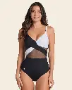 19A124 Bañador entero de control suave en abdomen y drapeado en escote