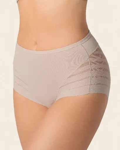 012903Braga faja clásica con control moderado de abdomen y bandas en tul