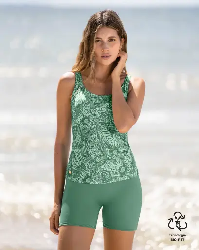 201535N Bañador de dos piezas Camiseta y Short de control de abdomen